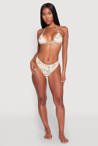 Citrus Print Tie Back Bikini Top