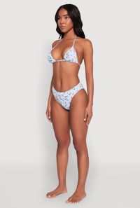 Tropical Gingham Print Triangle Bikini Top