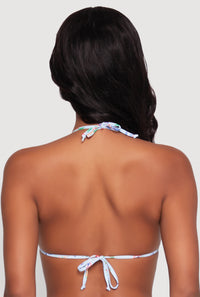 Tropical Gingham Print Triangle Bikini Top