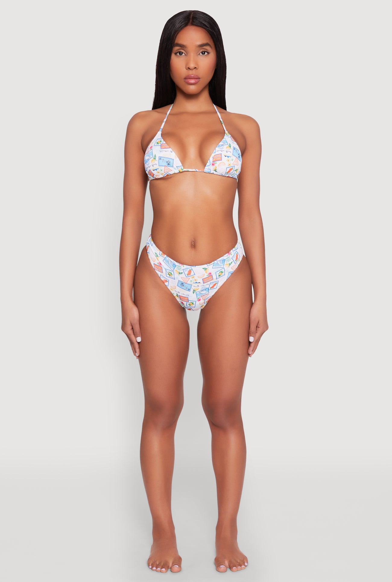 Tropical Postage Print Bikini Bottom