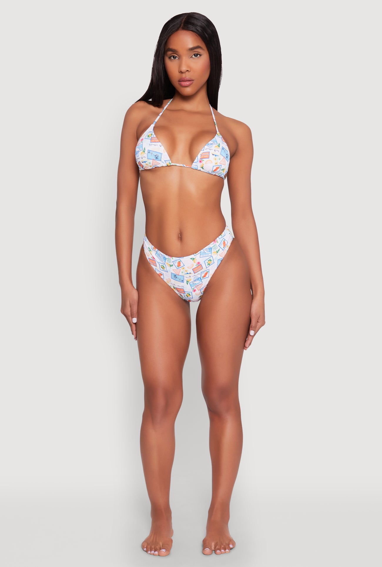 Tropical Postage Print Bikini Bottom