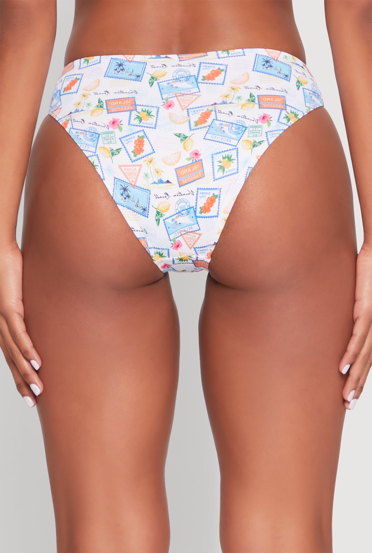 Tropical Postage Print Bikini Bottom