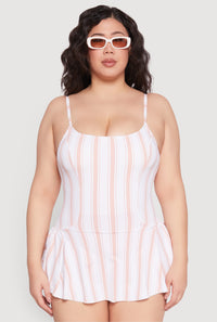 Plus Size Striped Swim Dress