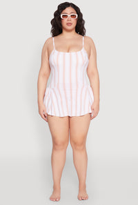 Plus Size Striped Swim Dress