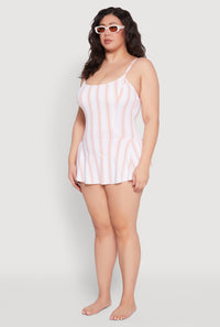 Plus Size Striped Swim Dress