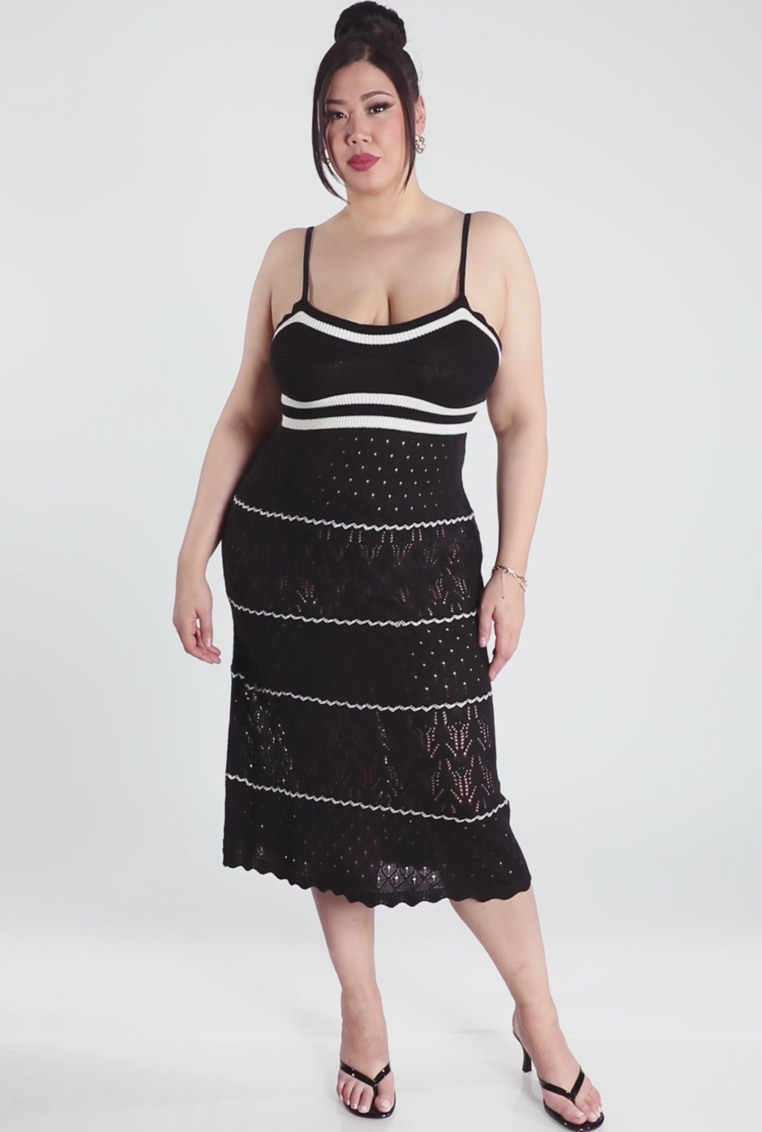 Plus Size Almost Famous Contrast Trim Midi Dress black almost