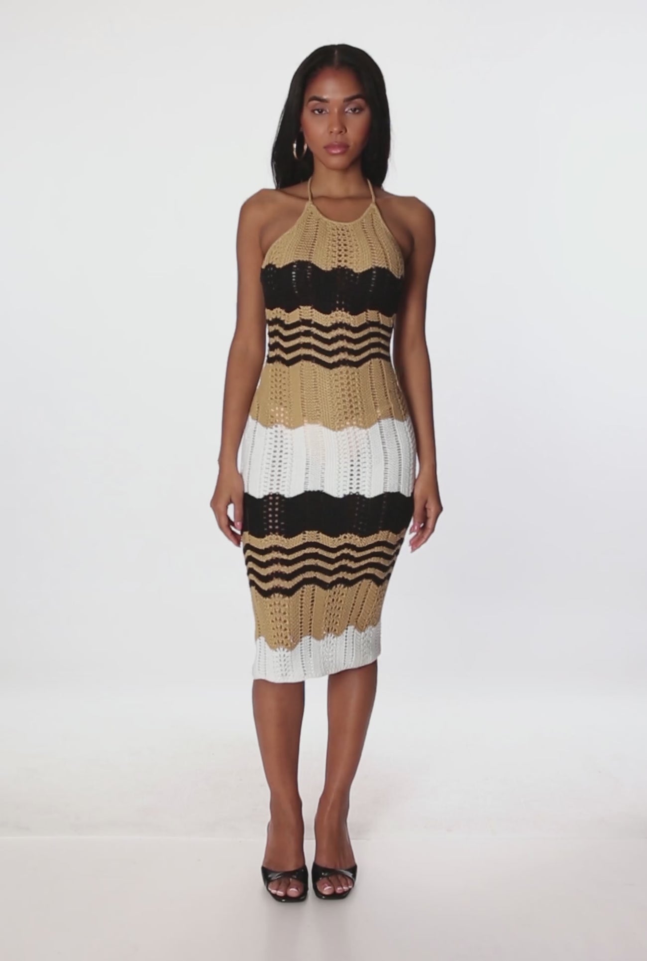 chevron midi dress Chevron Stripe Crochet Halter Midi Dress