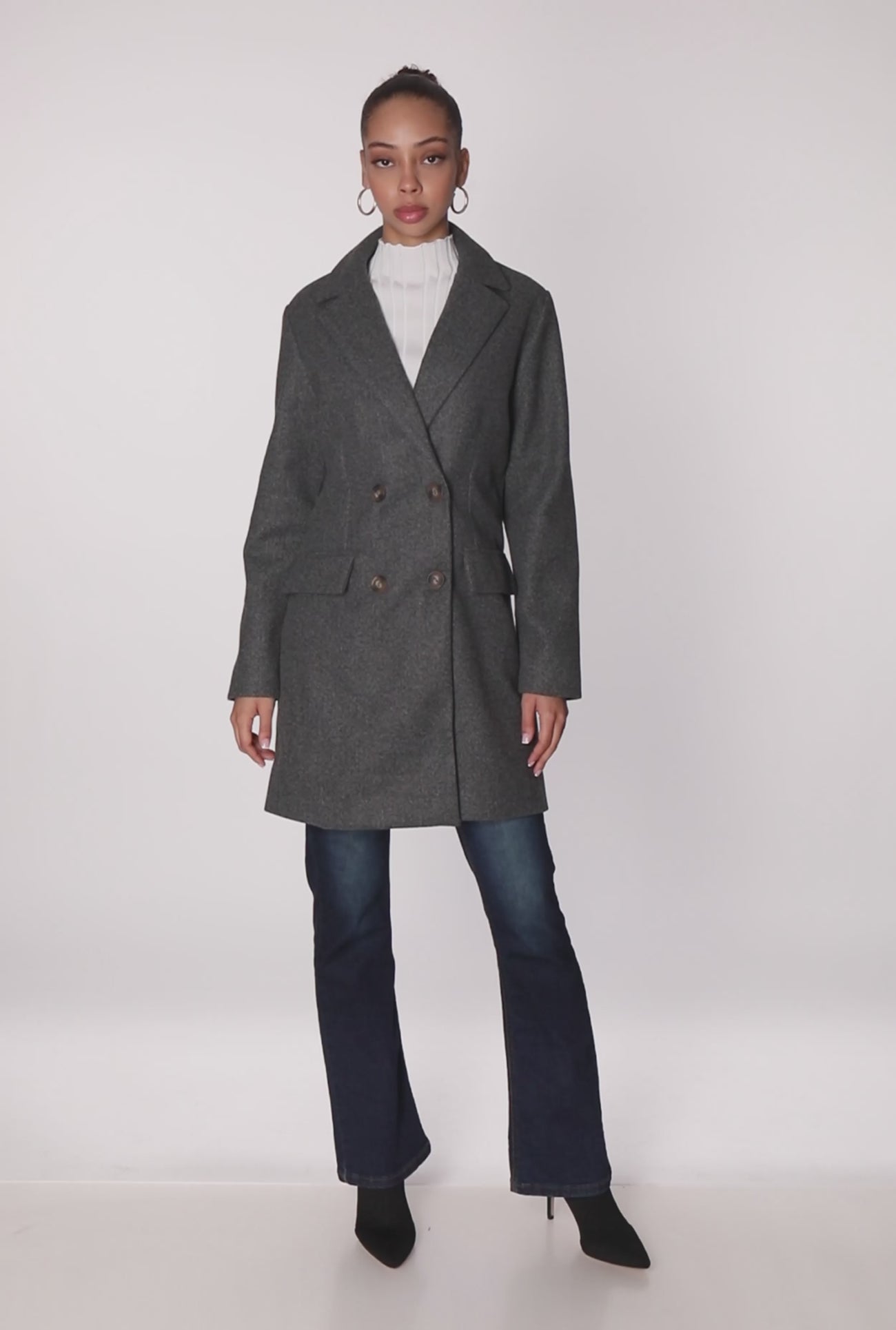 Long Sleeve Collared Double Breasted Trench Coat