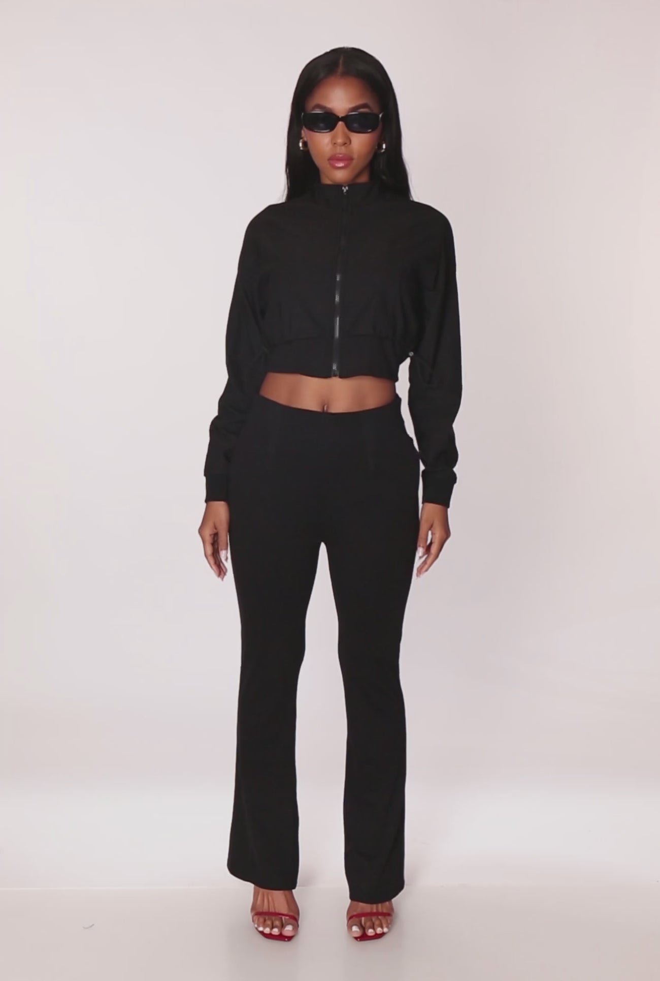 Trendy Lined Mock Neck Zip Front Crop Top