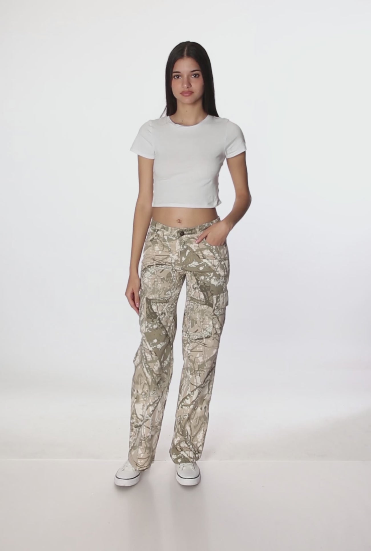 Hunter Camo Mid Rise Straight Leg Cargo Pants
