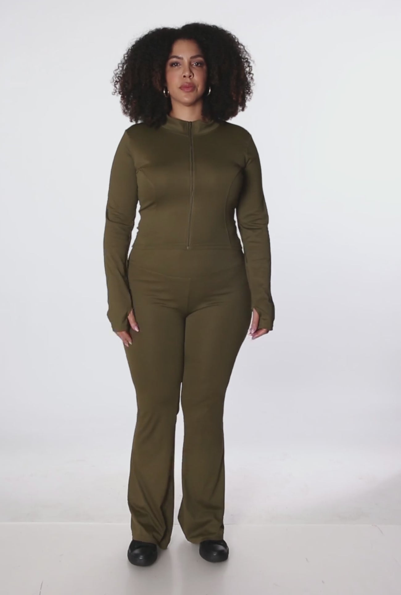 Plus Size Zip Front Mock Neck Active Jacket with Thumb Holes