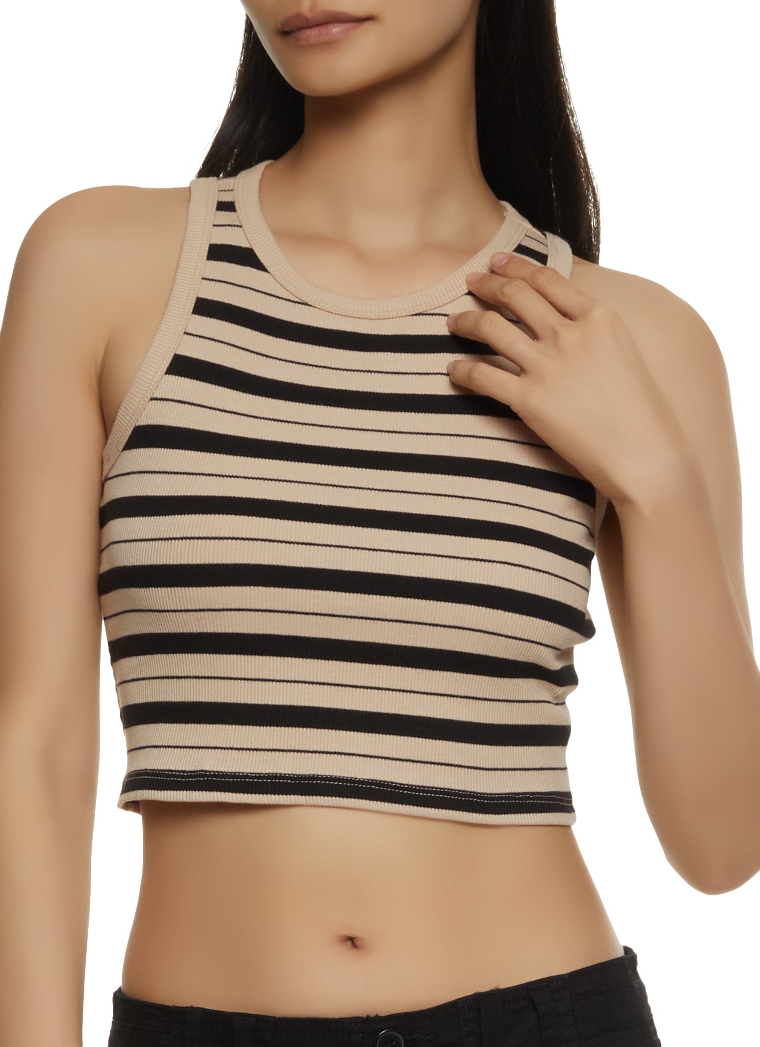 BASIC RIB TANK TOP - striped