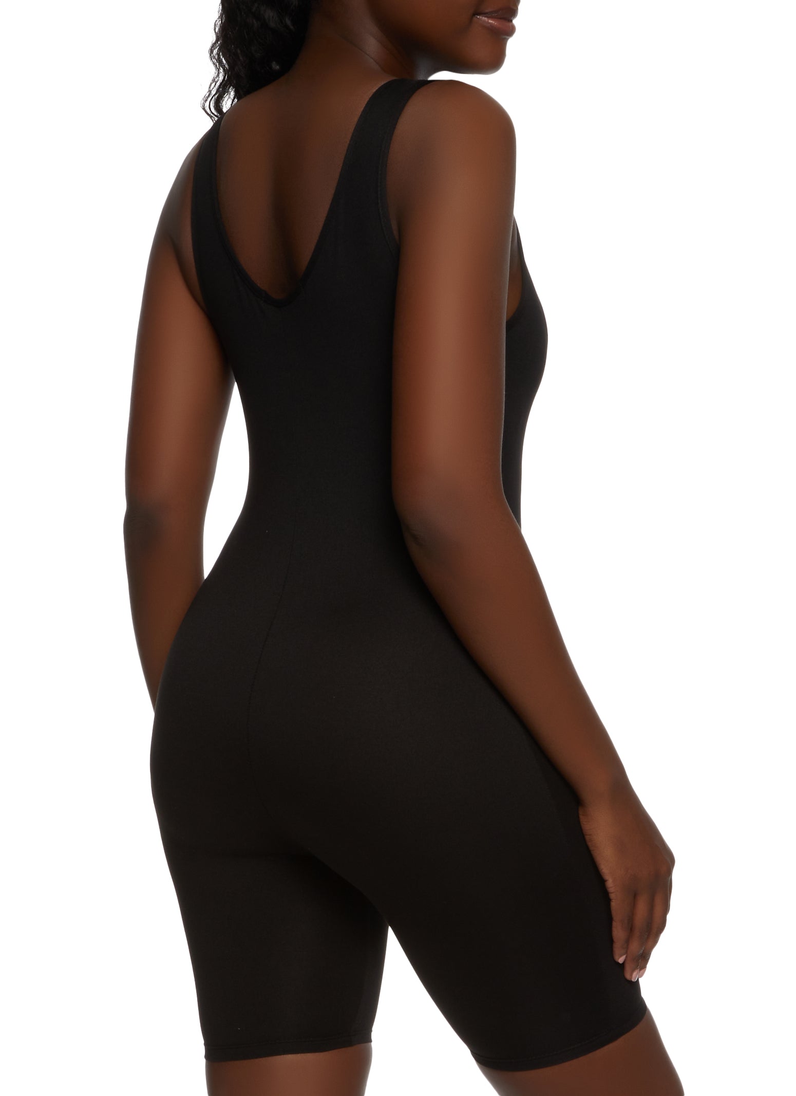 Solid Scoop Neck Tank Romper