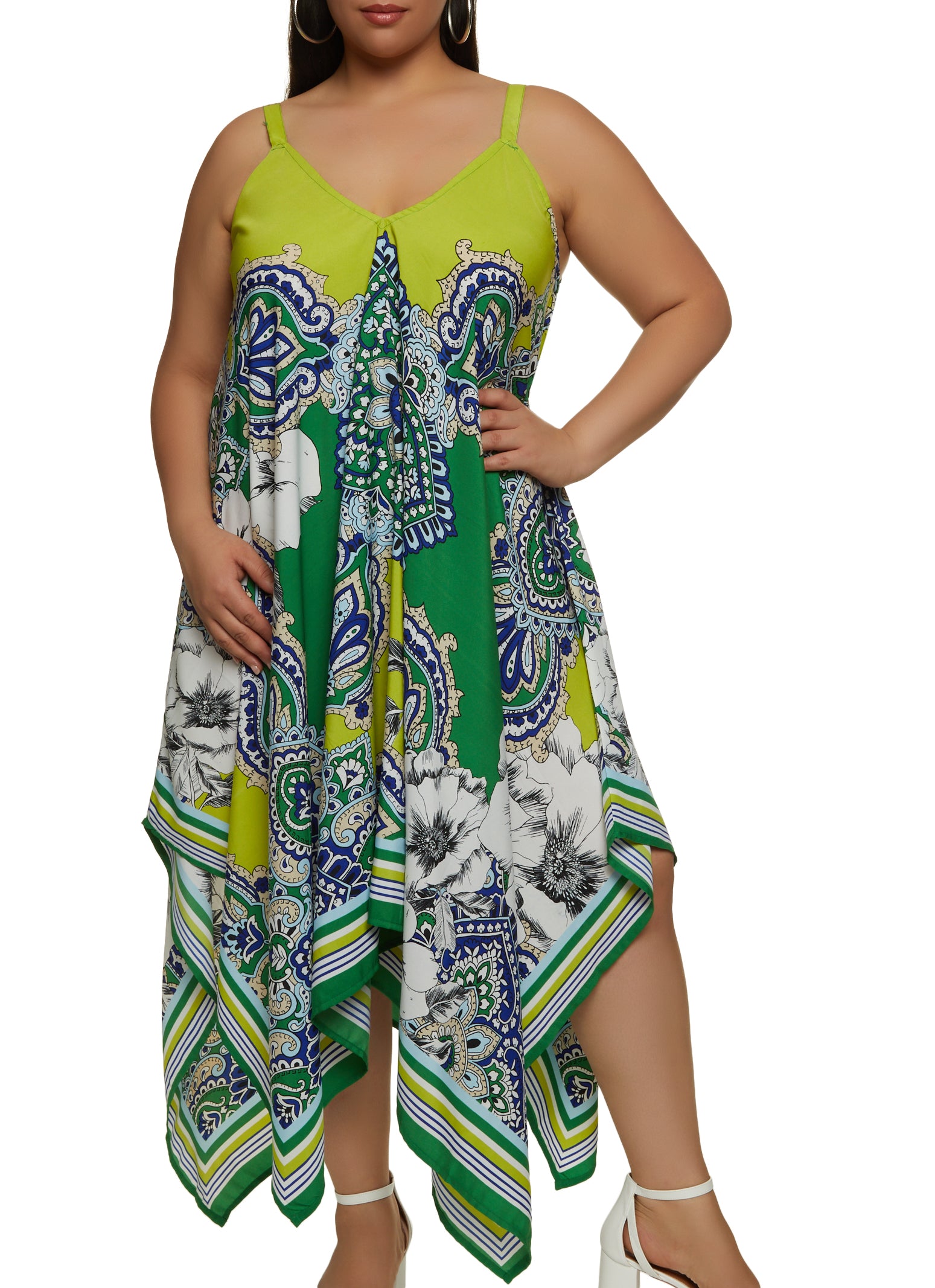 Plus size maxi handkerchief dress cheap
