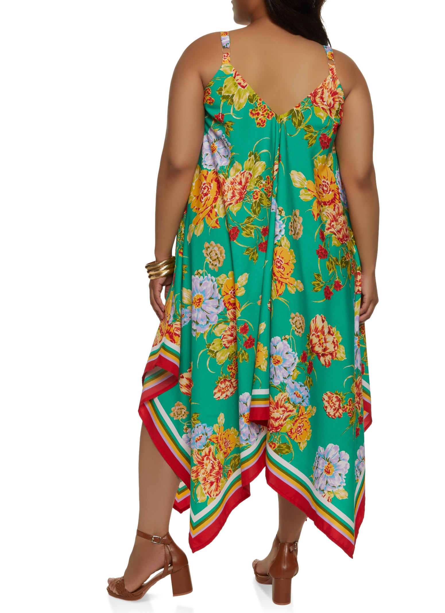 Plus Size Floral Scarf Print Asymmetrical Dress