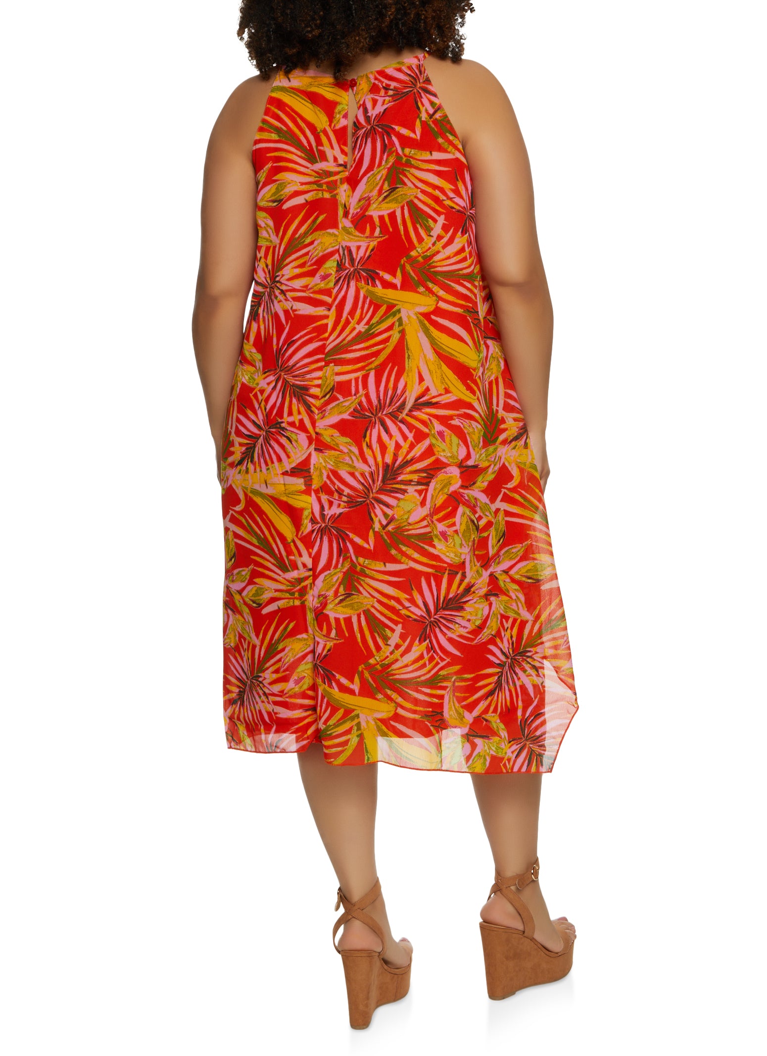 Plus Size Tropical Print Shift Dress