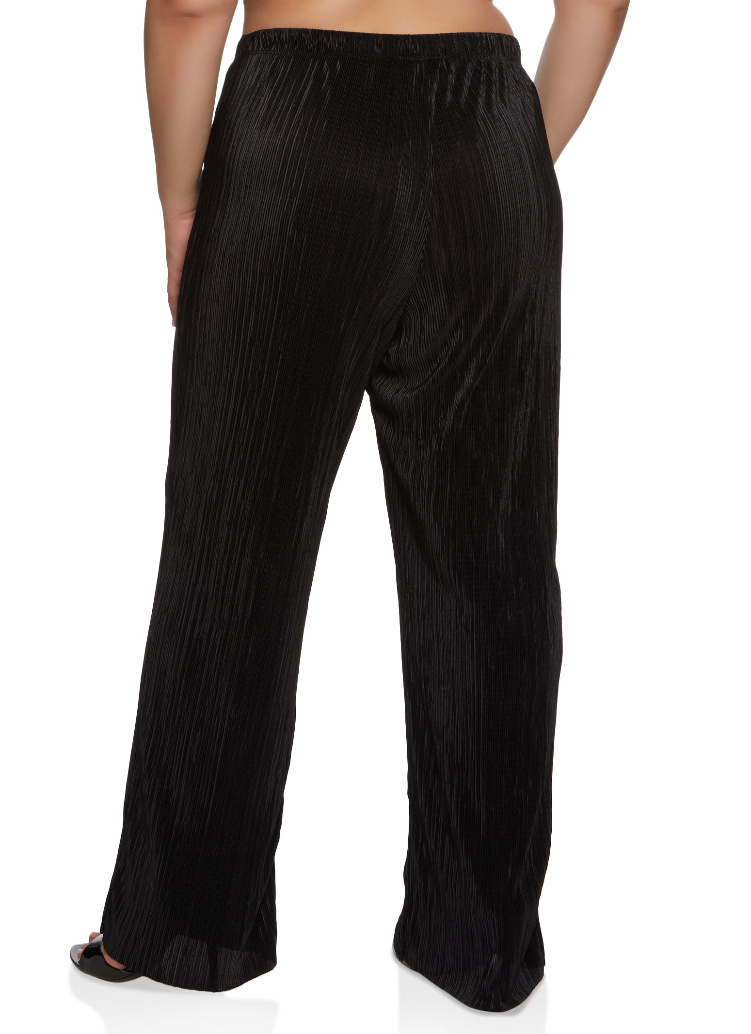 Plus Size Plisse High Waist Palazzo Pants