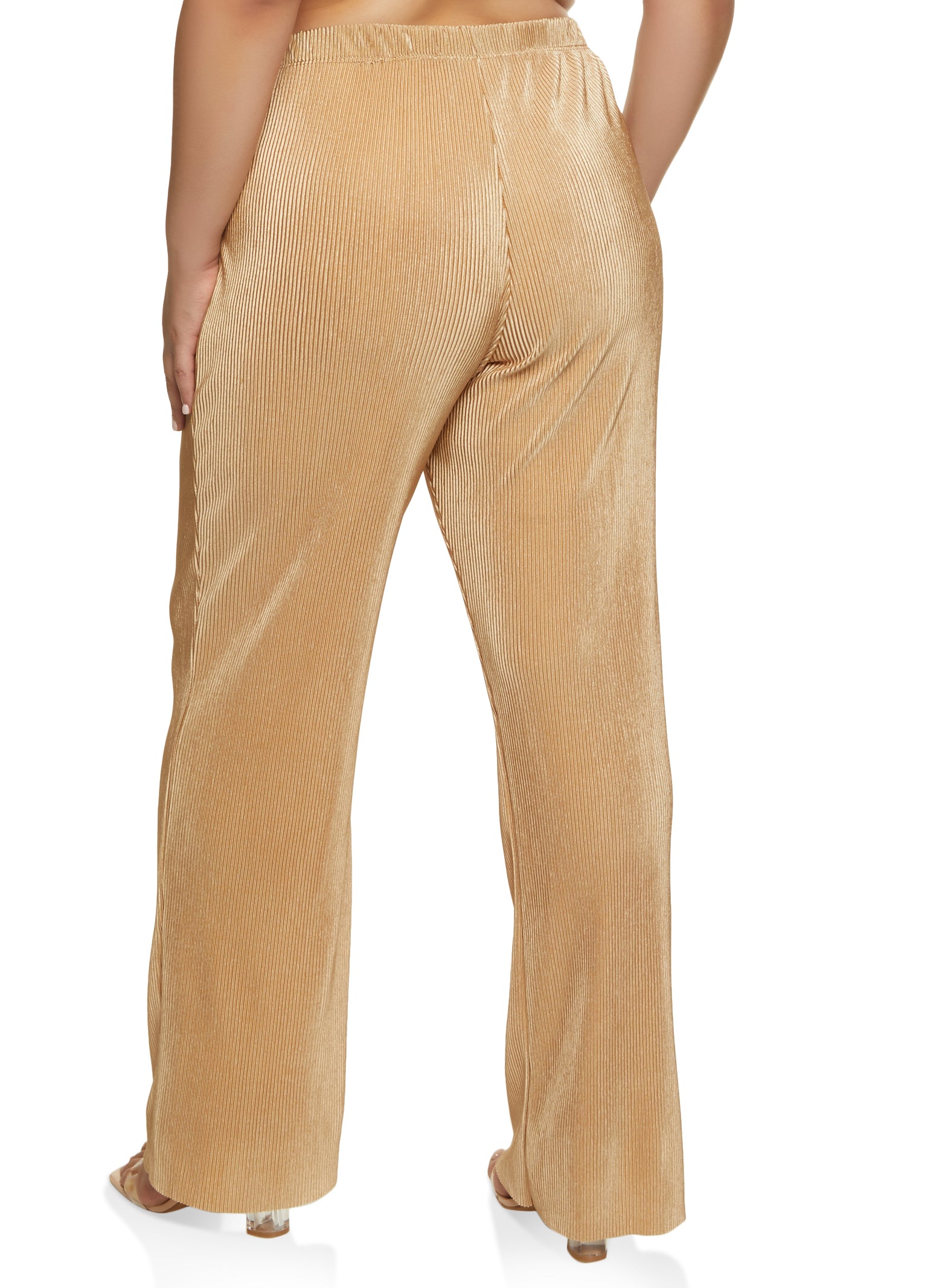 Plus Size Plisse High Waist Palazzo Pants