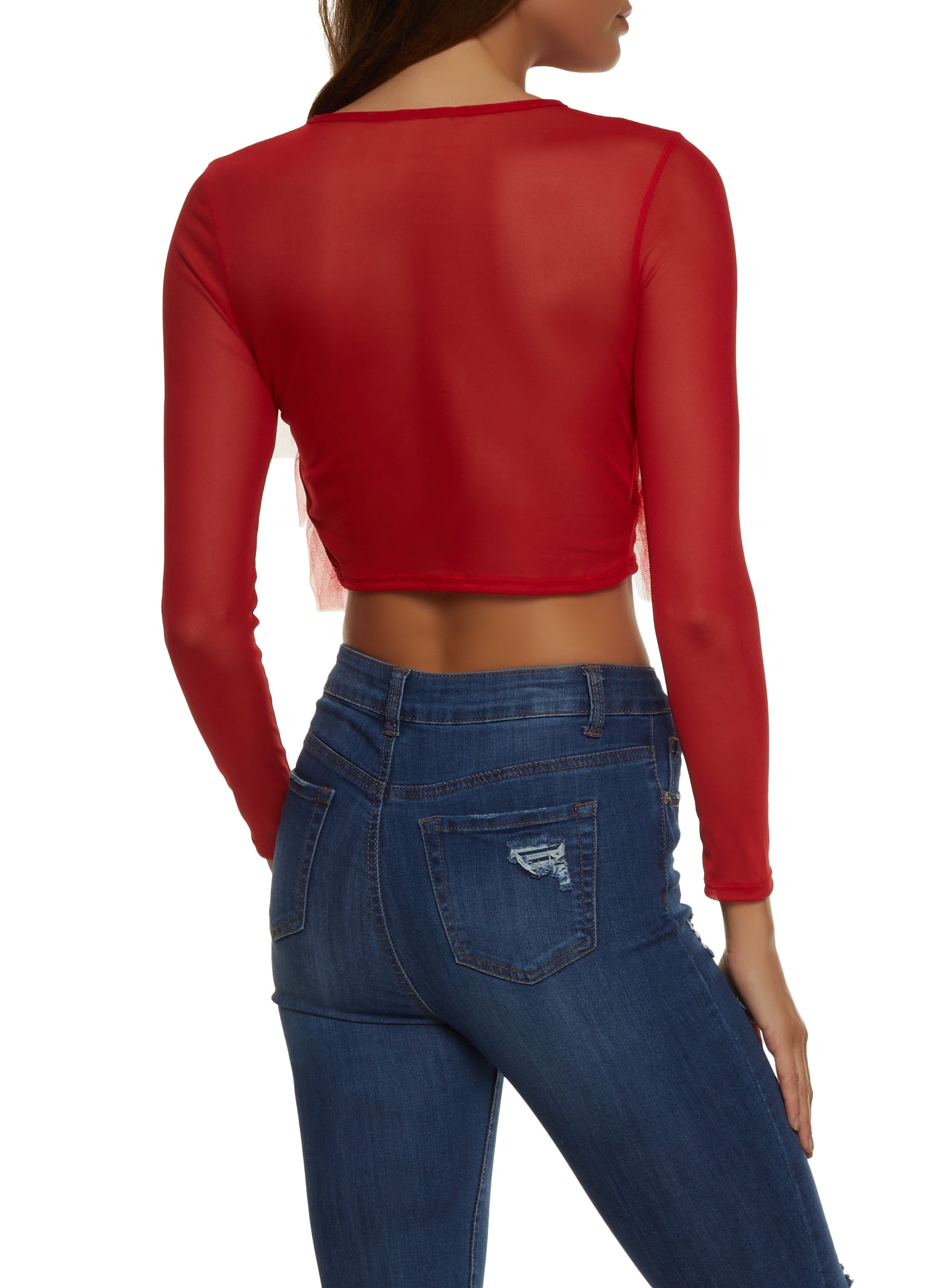 Tulle Tiered Mesh Crop Top