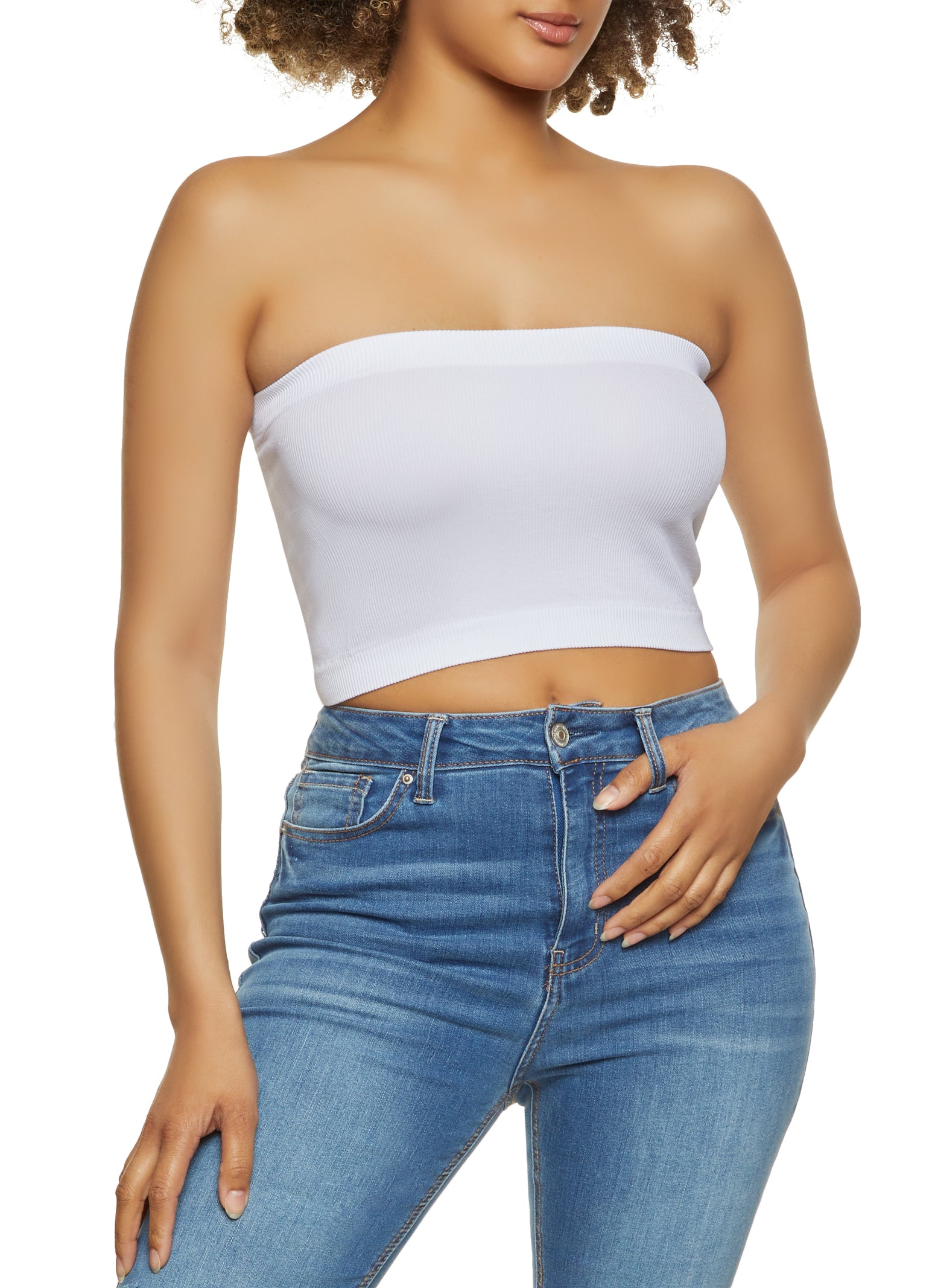 Solid Ribbed Knit Tube Top