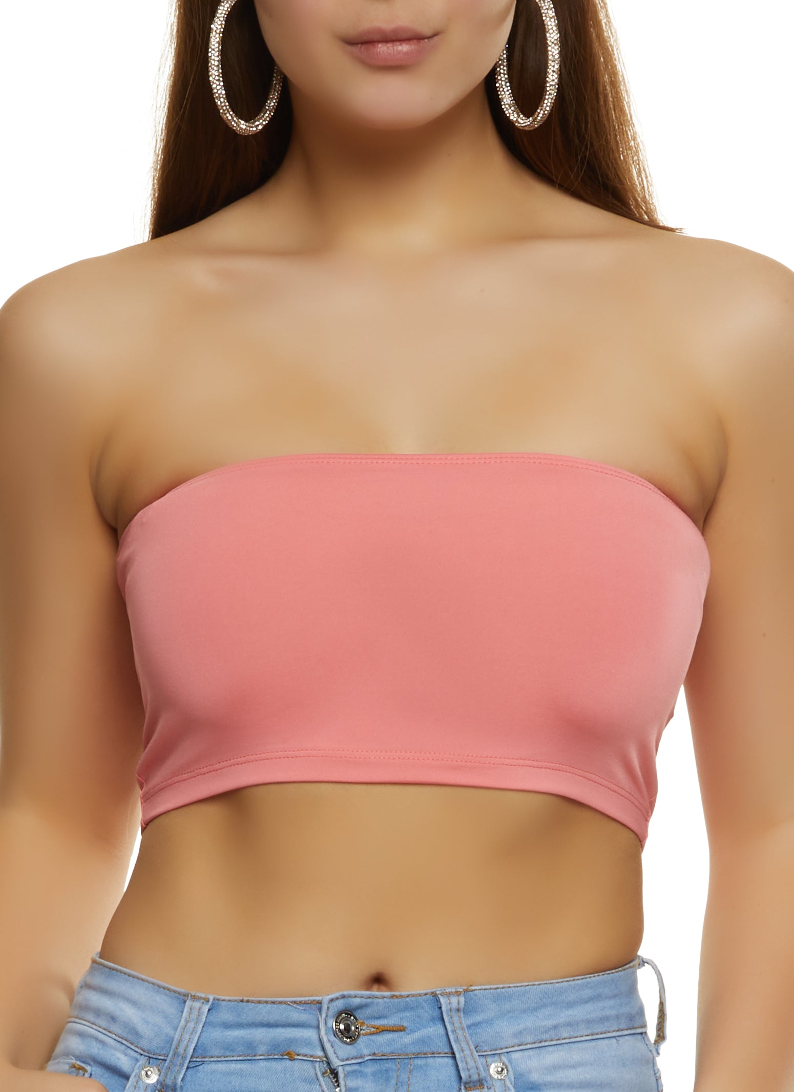 Solid Spandex Tube Top - Coral