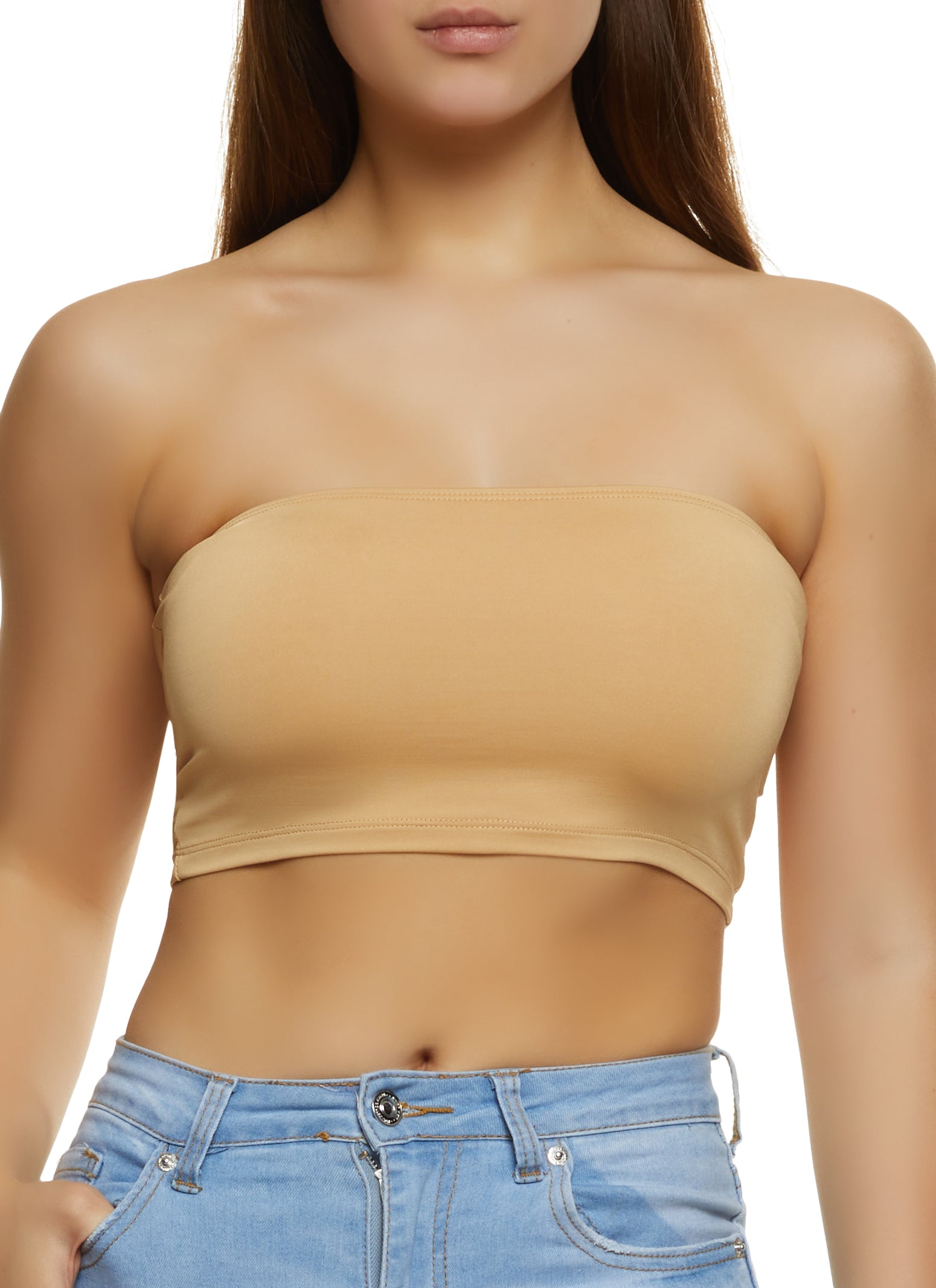 Solid Spandex Tube Top - Nude