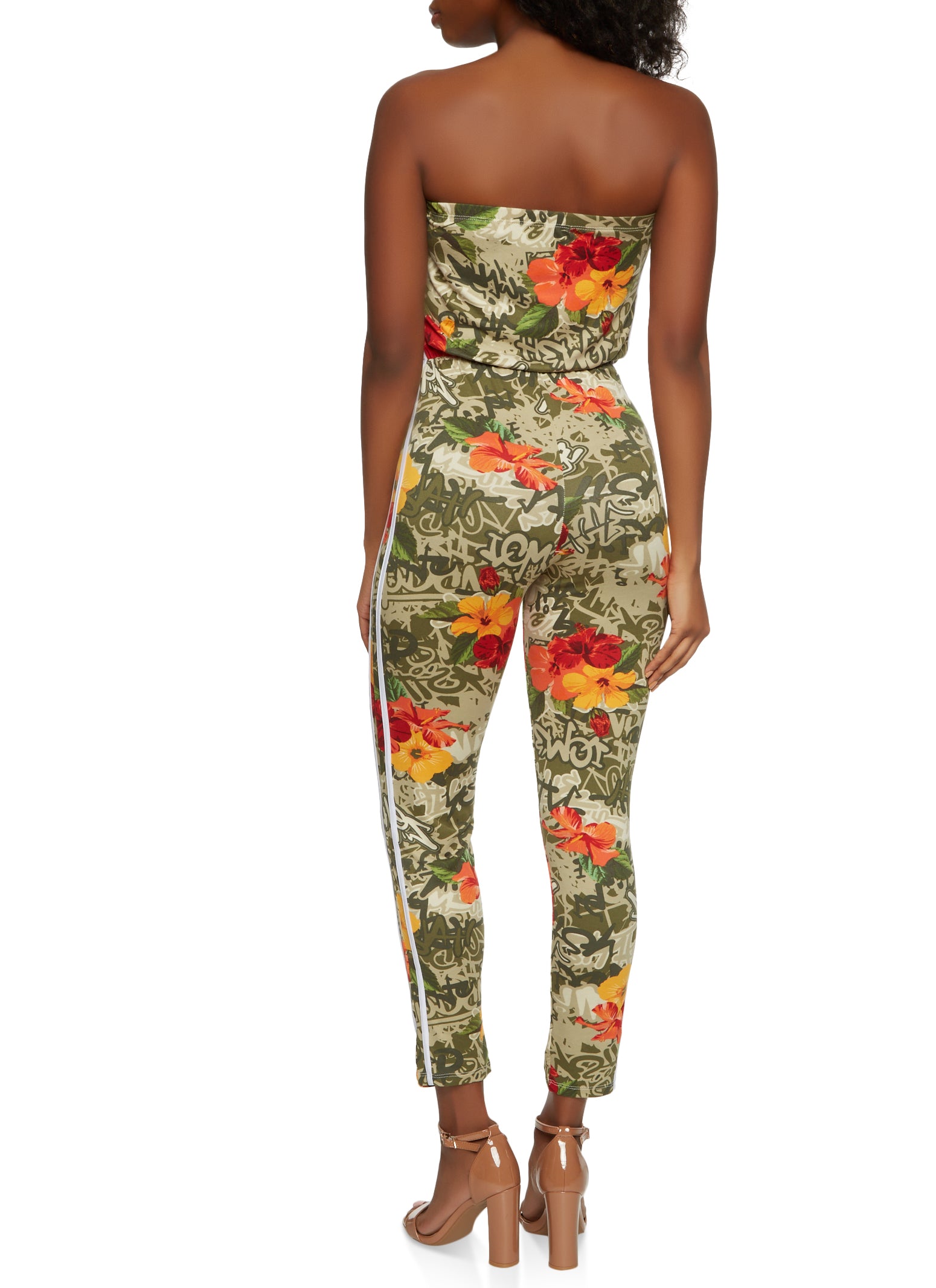 Graphic Print Strapless Jumpsuit