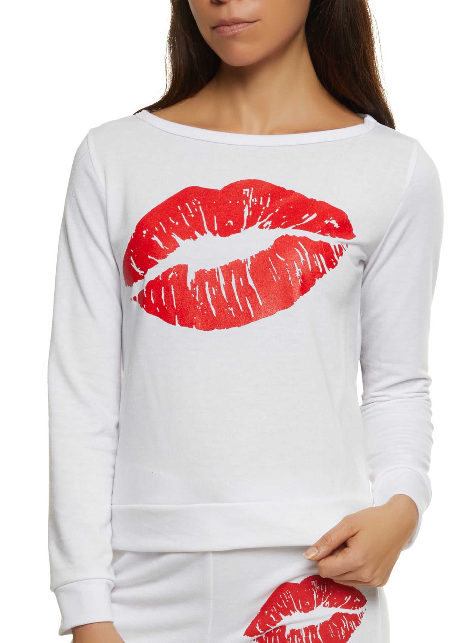 Lip Print Graphic Sweatshirt