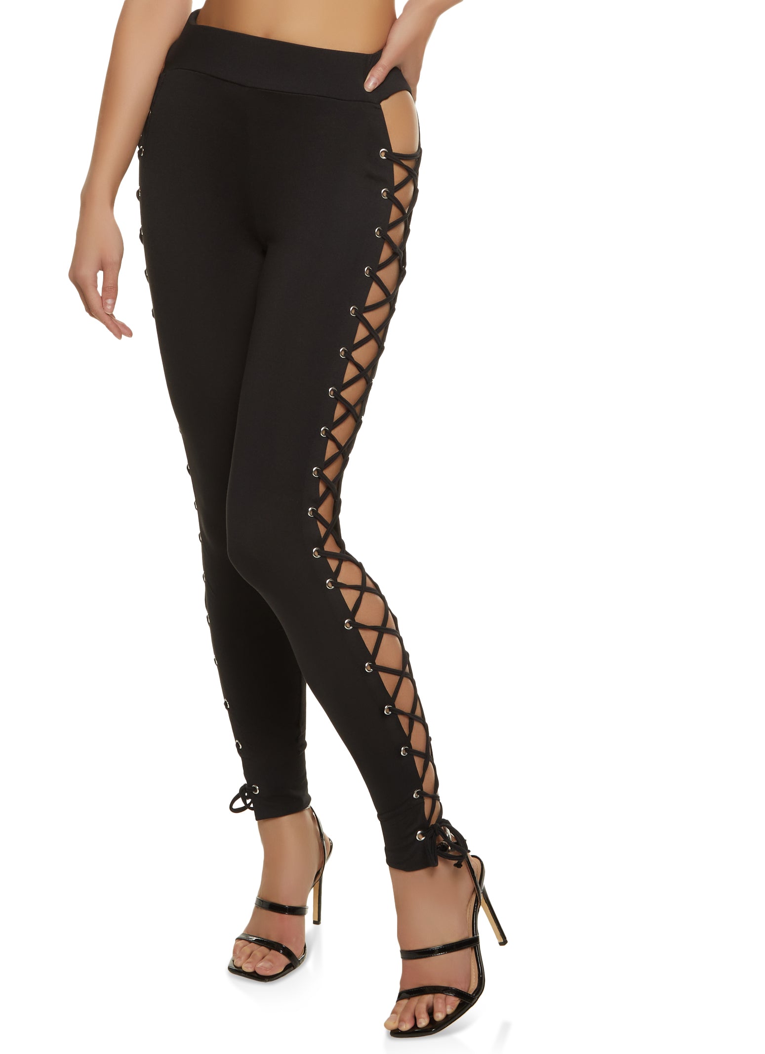 Lace Up Side High Waist Leggings