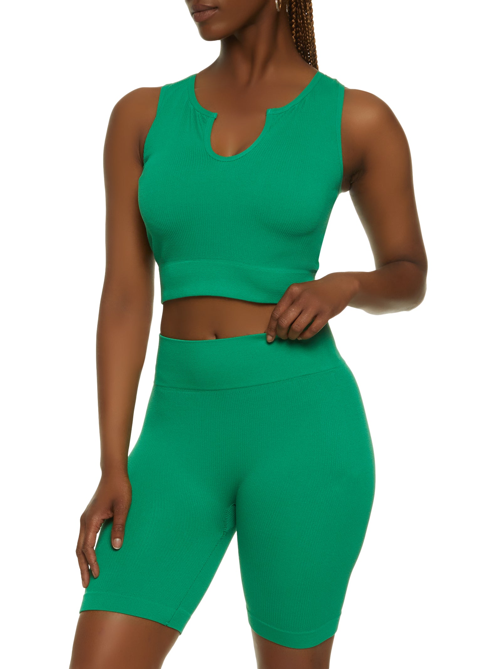 Notch Neck Cropped Tank Top