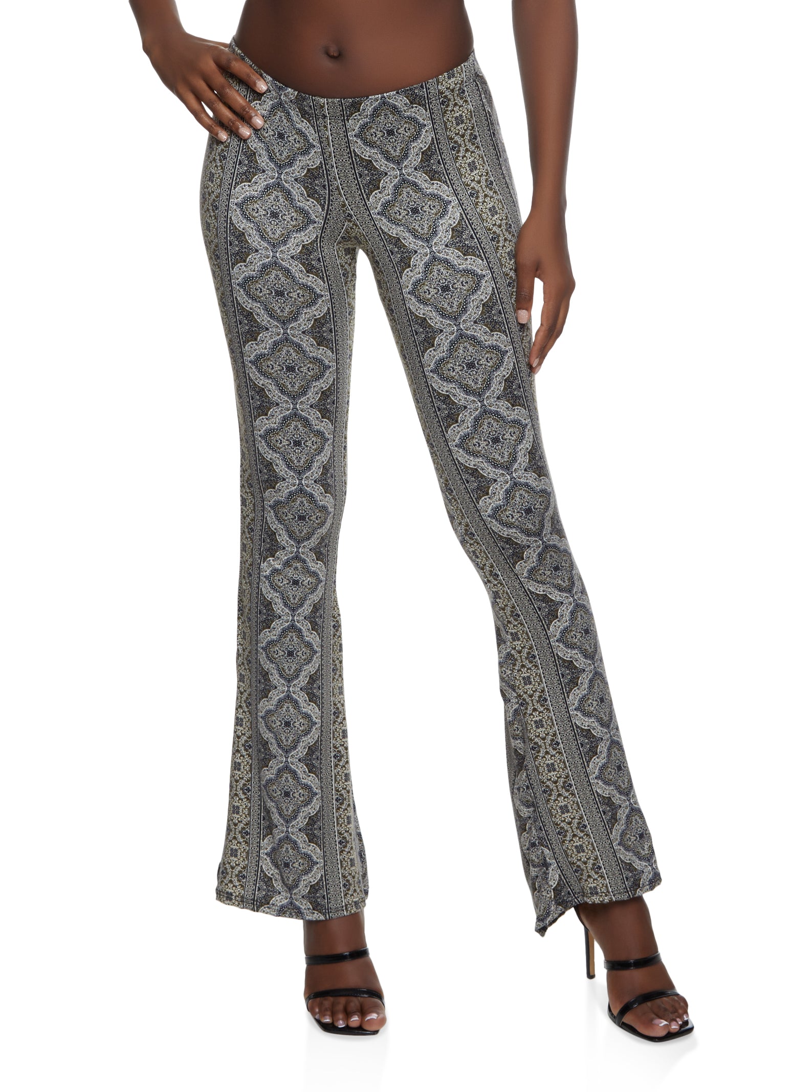 Border Patterned Flare Pants