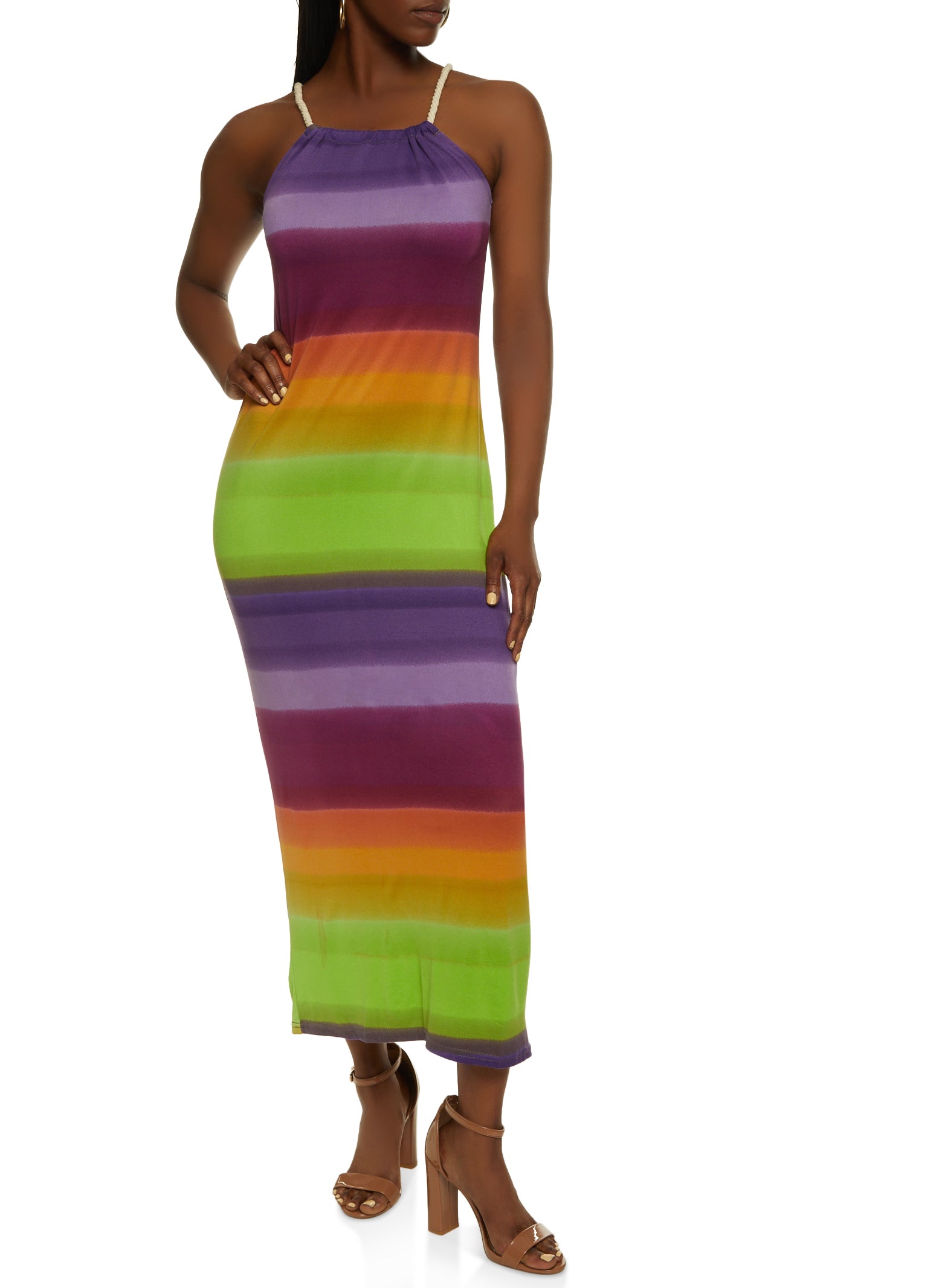 Ombre Rope Strap Maxi Dress