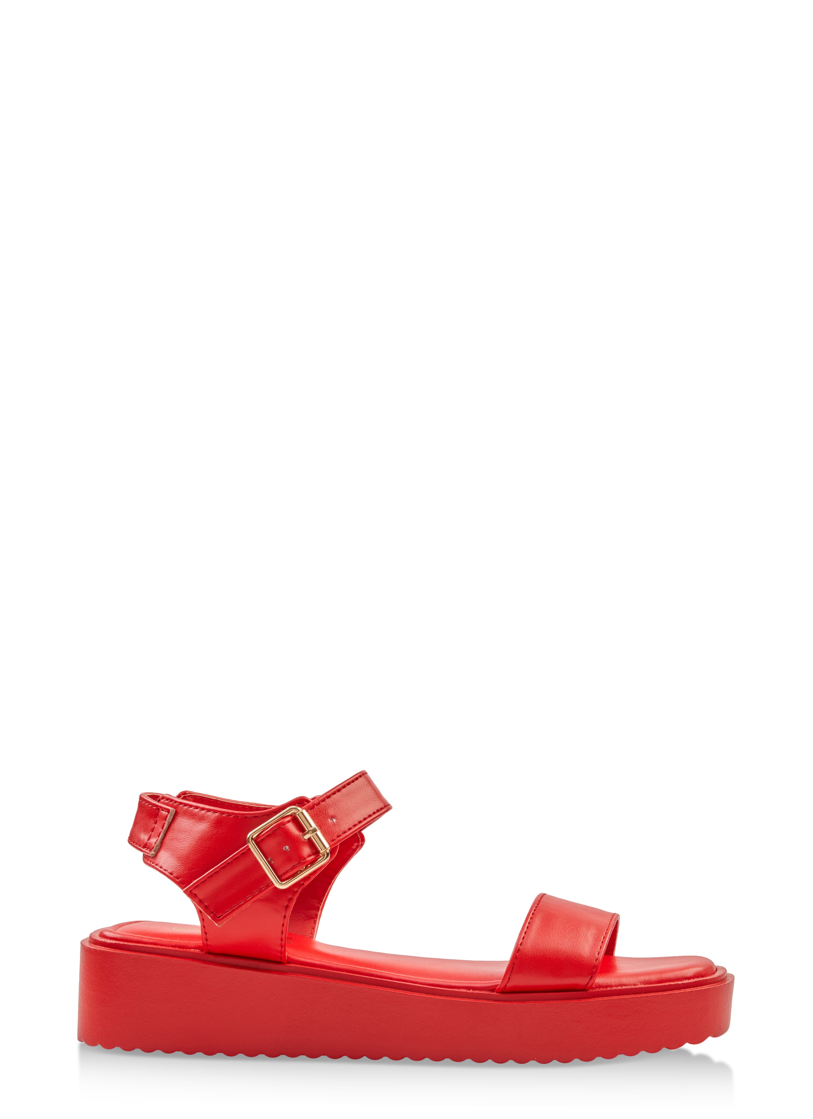 Solid Ankle Strap Wedge Sandals
