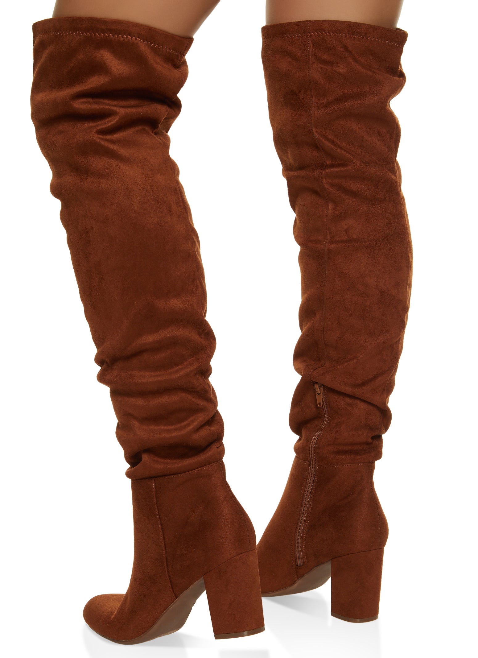 Faux Suede Ruched Over the Knee Boots