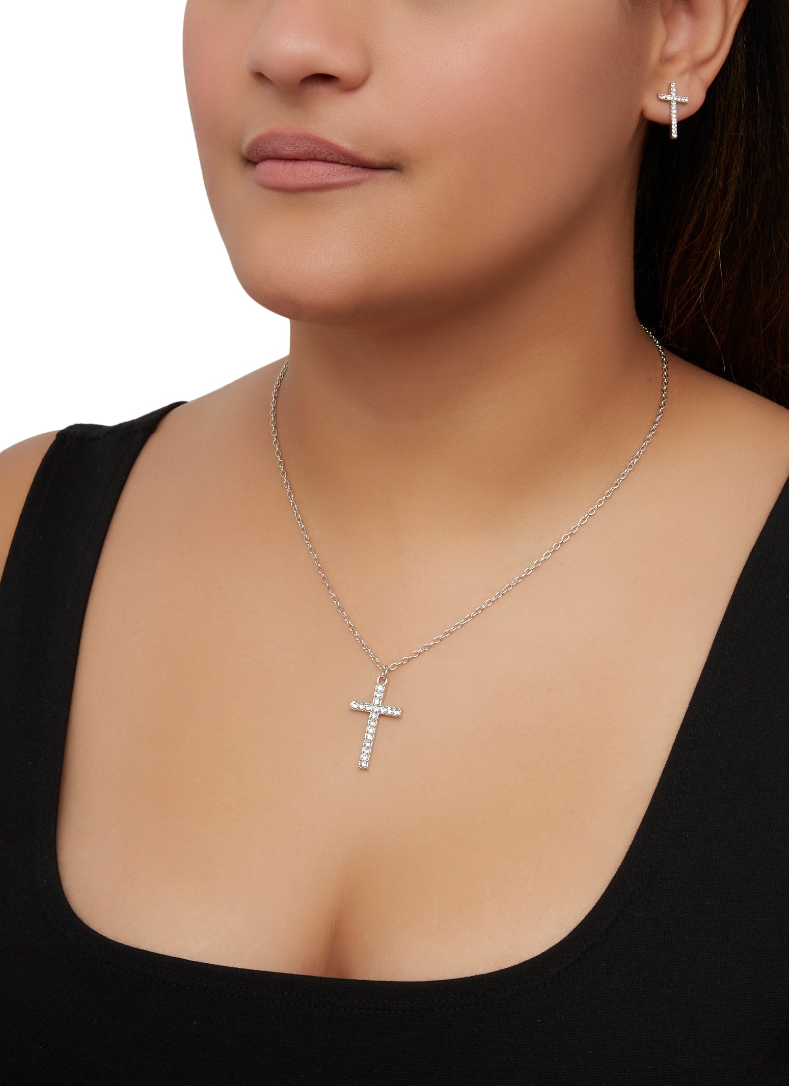 Anglacesmade Layered Choker Necklace Cross Necklace Rhinestone Cross Charm Pendant  Necklace Bohemia Jewelry for Women and Girls(Silver) : Amazon.in: Jewellery