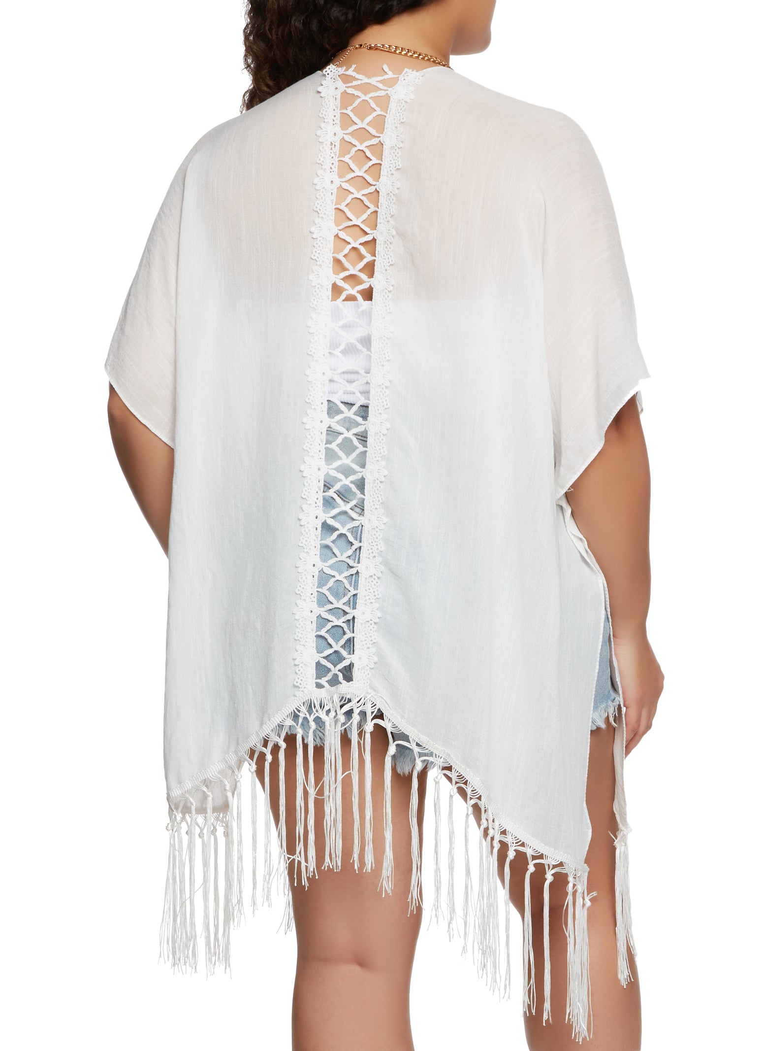 Tassel Fringe Hem Kimono