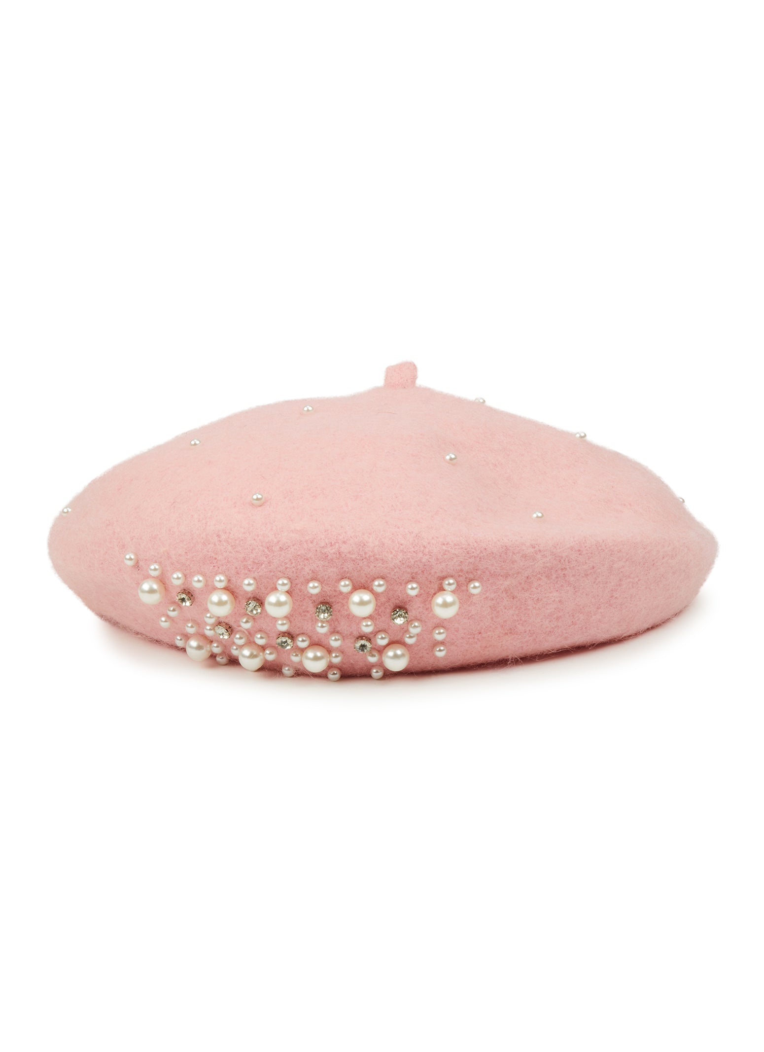 Faux Pearl Rhinestone Embellished Beret