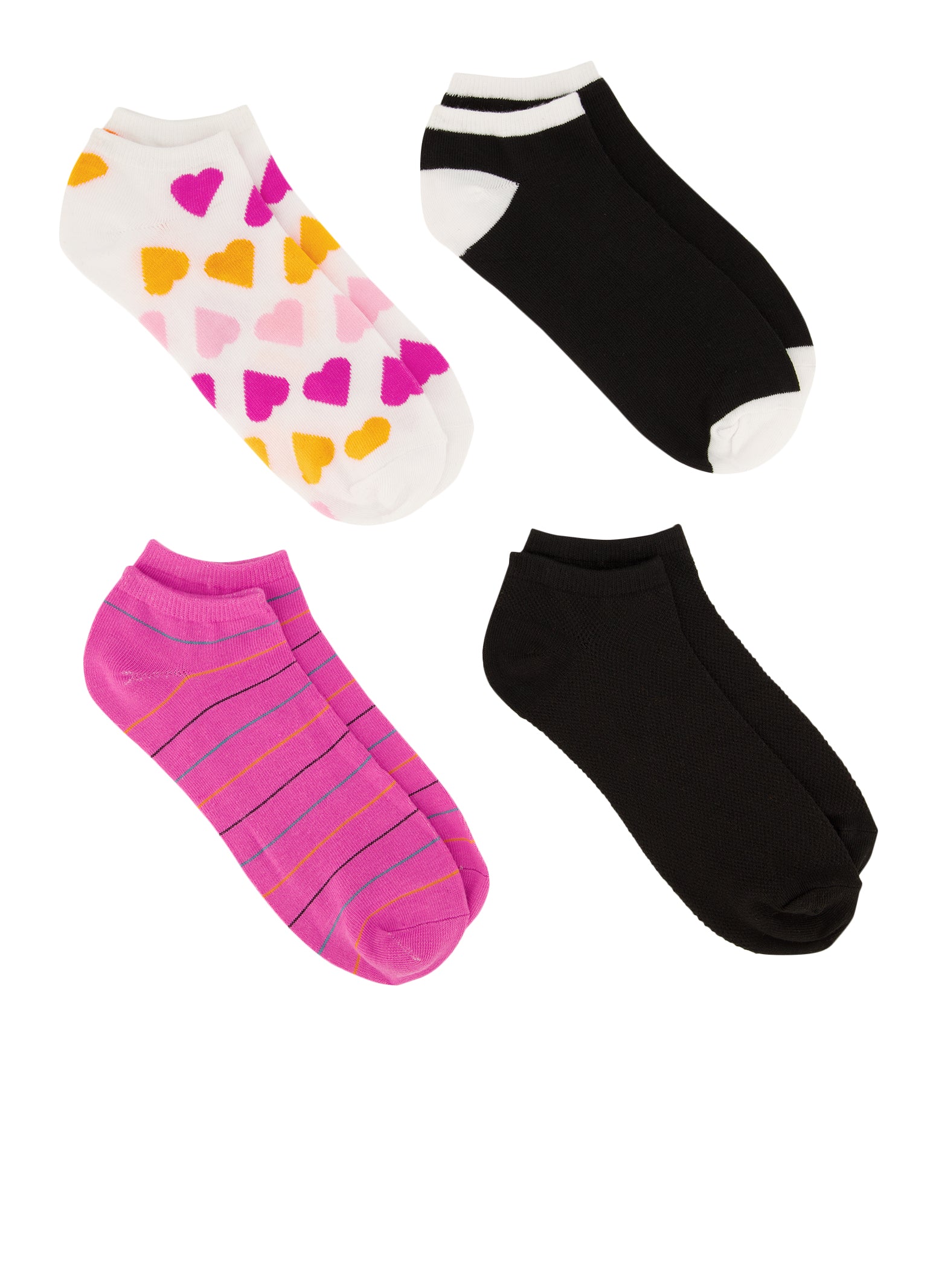 4 Pack Assorted Patterned Ankle Socks