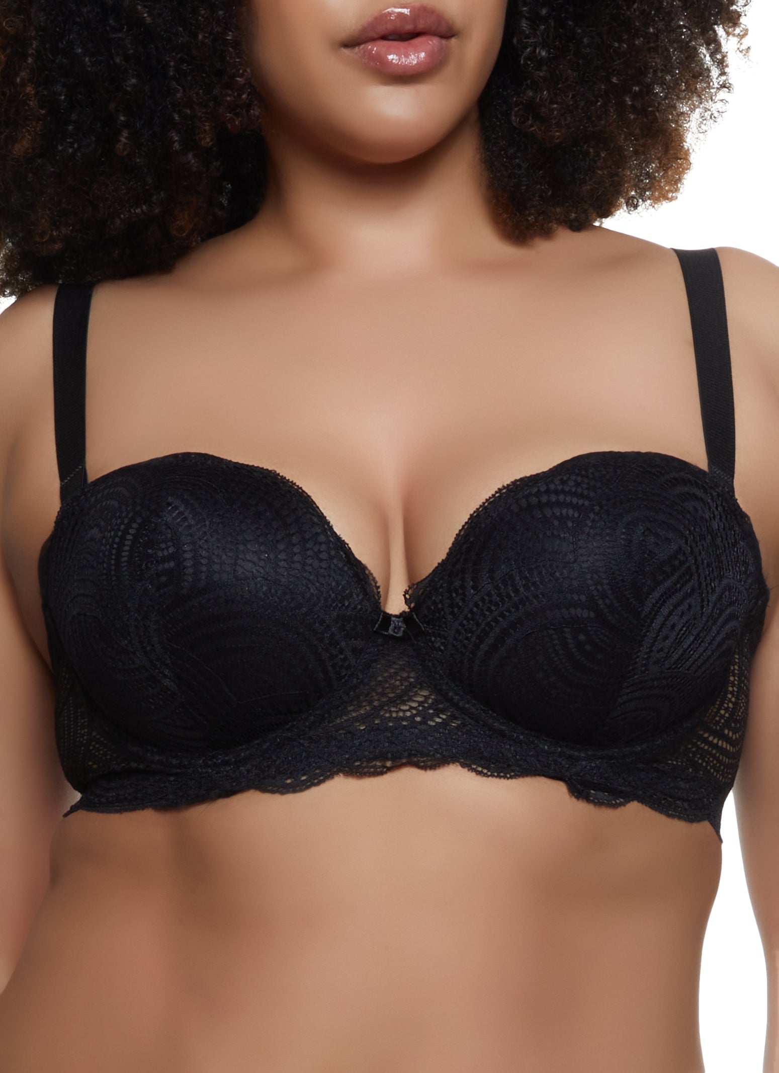 Plus Size Patterned Bra Converts to Strapless