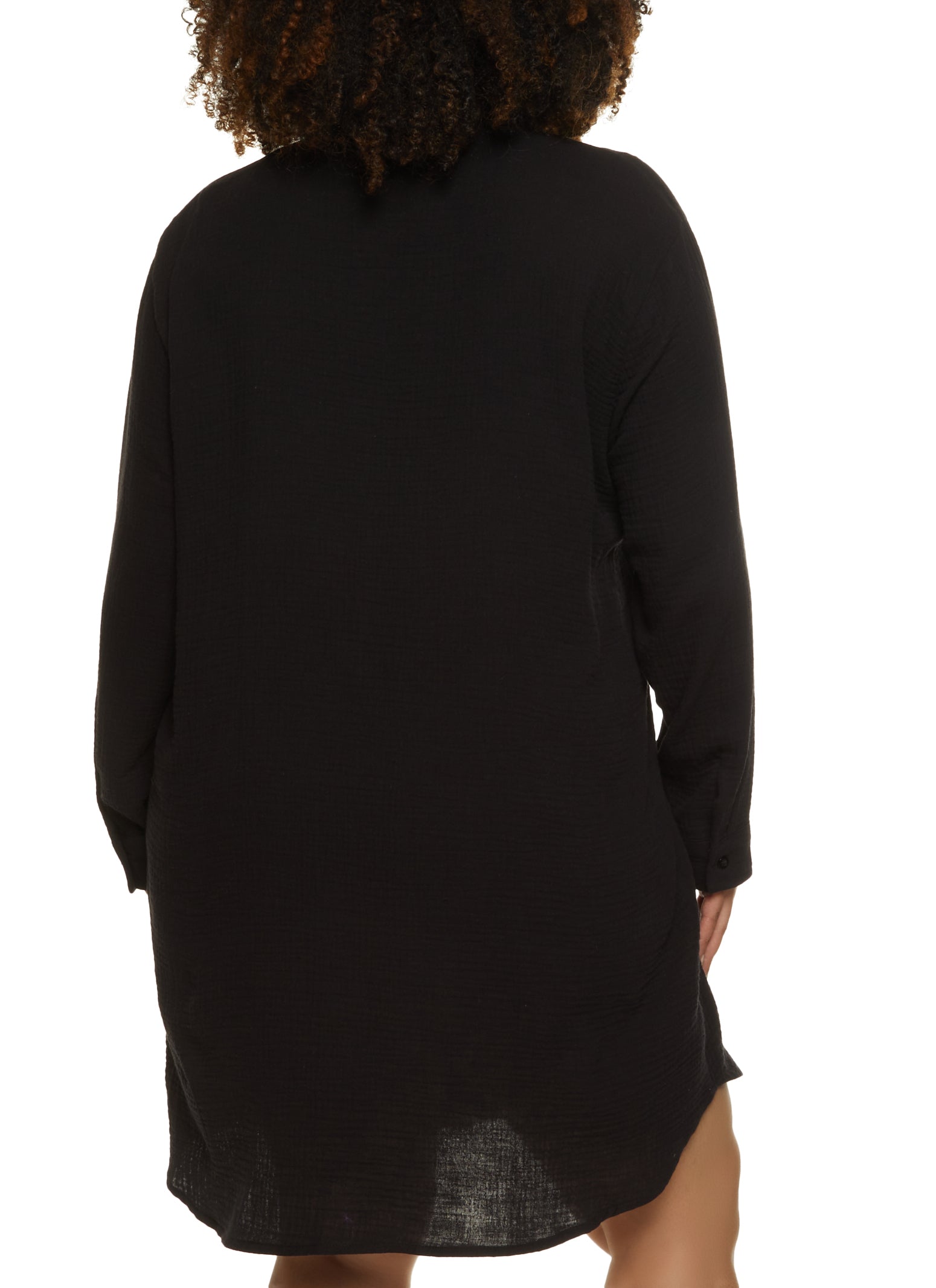 Plus Size Gauze Knit Shirt Dress