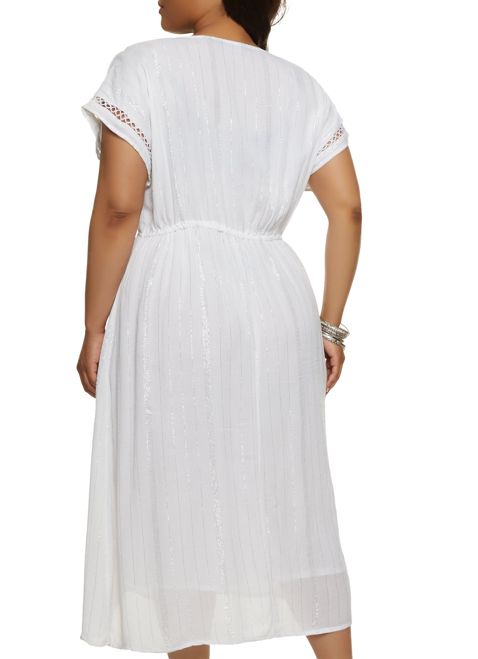 Plus Size Lurex Striped Cotton Dress