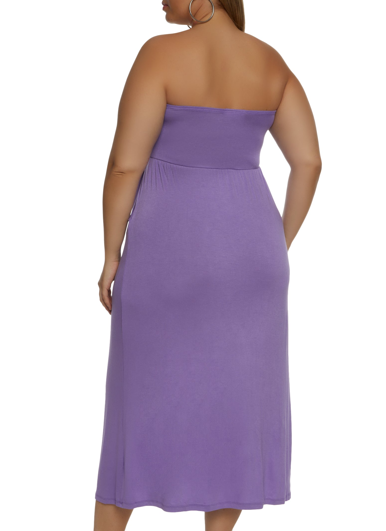 Plus Size Strapless Pocketed Maxi Dress