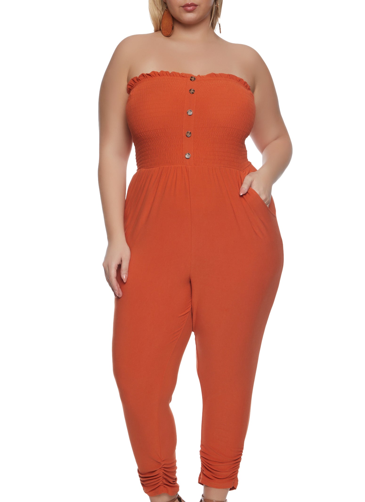 Plus Size Smocked Jumpsuit