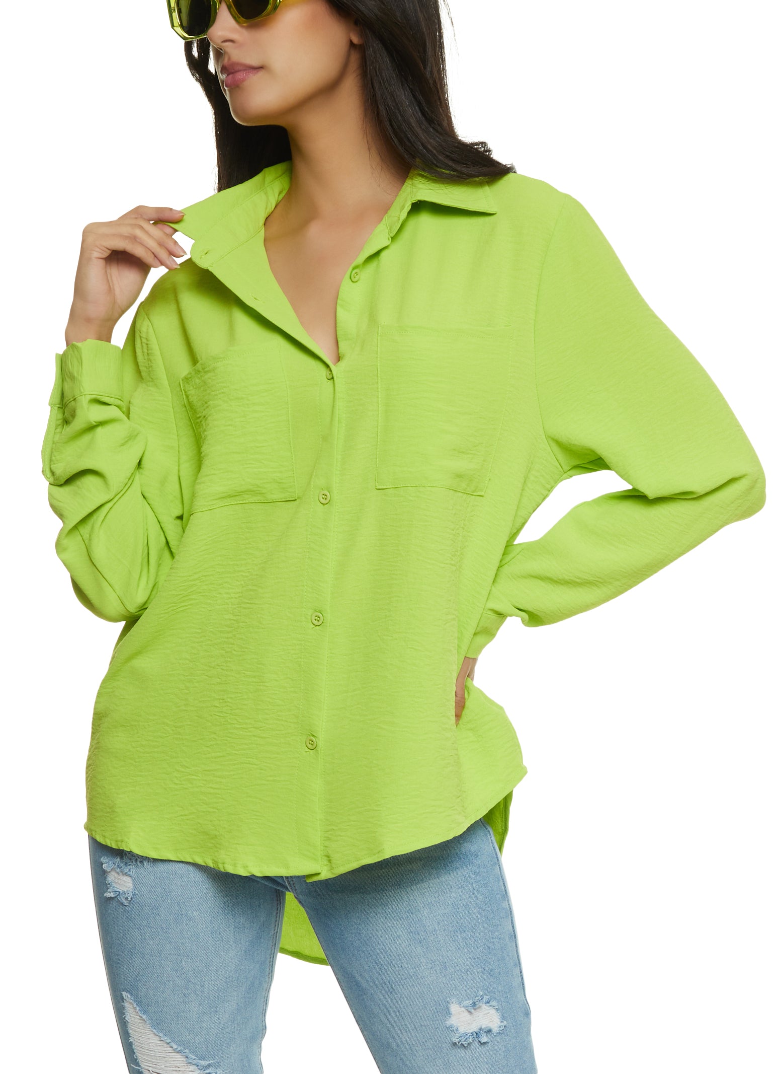Crepe Knit Button Front Shirt