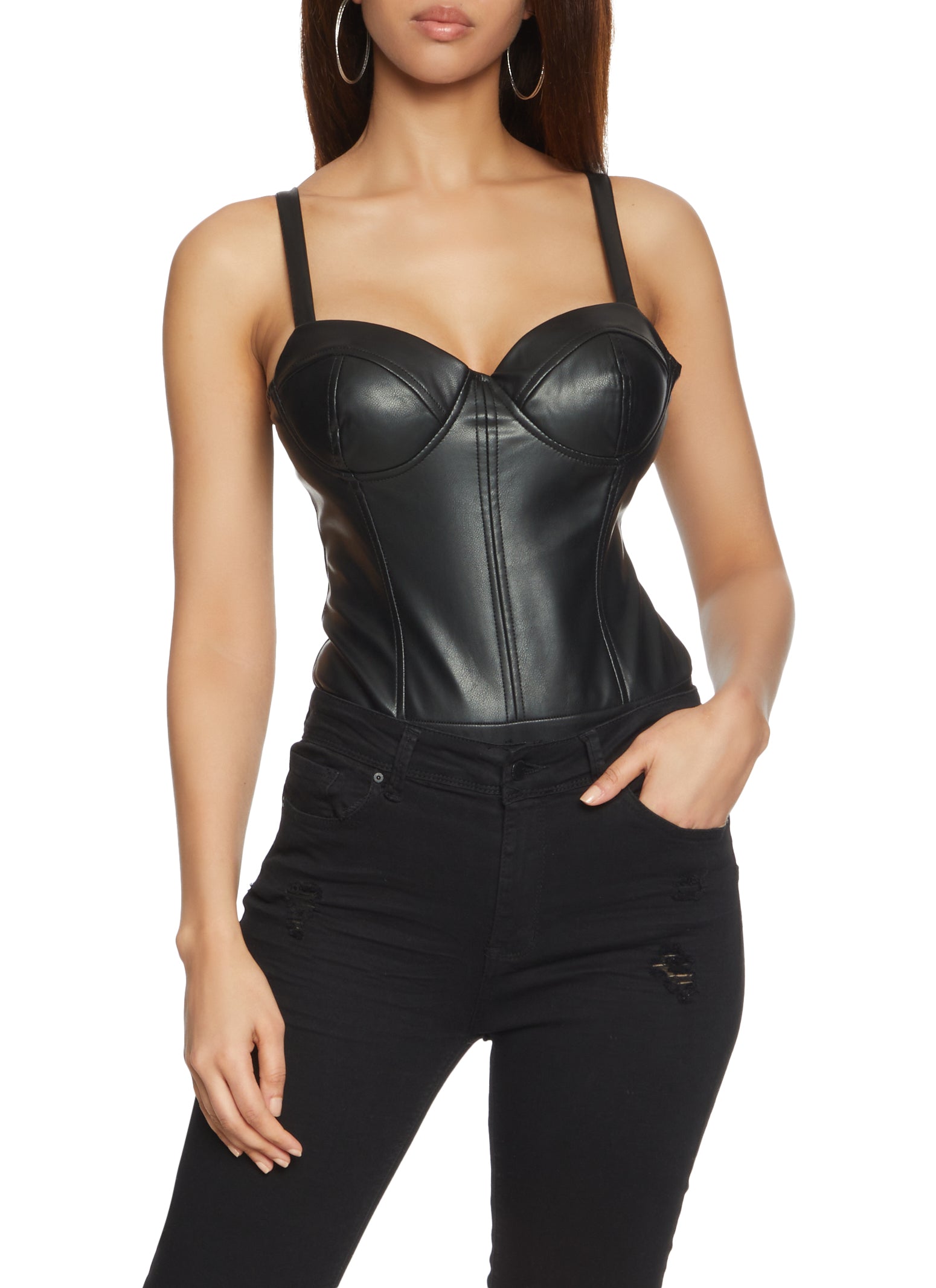 GUESS® Faux leather bustier top Women