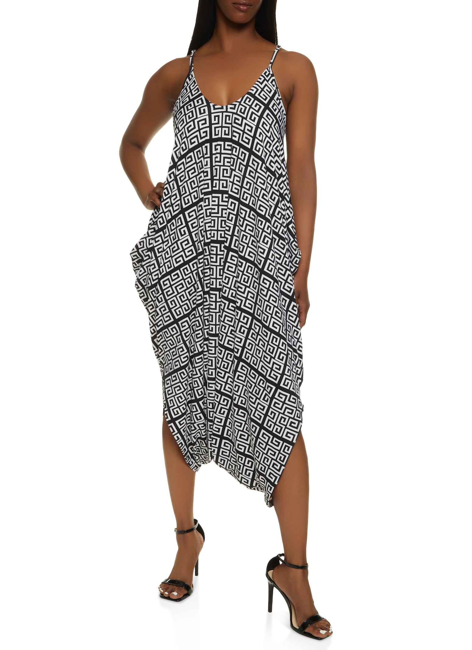 Greek Key Print Harem Jumpsuit