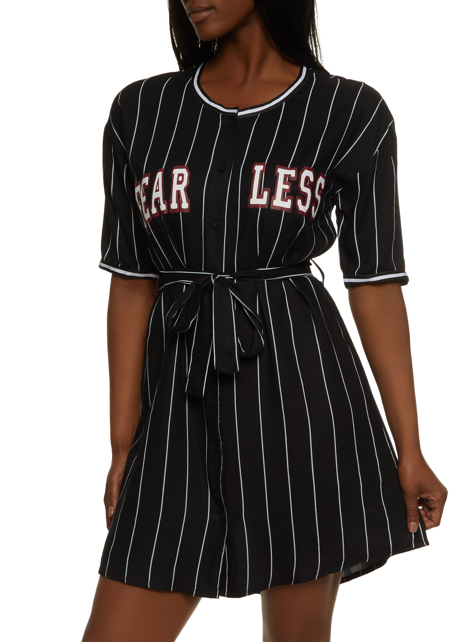 Blessed Pinstripe Baseball Jersey Dress