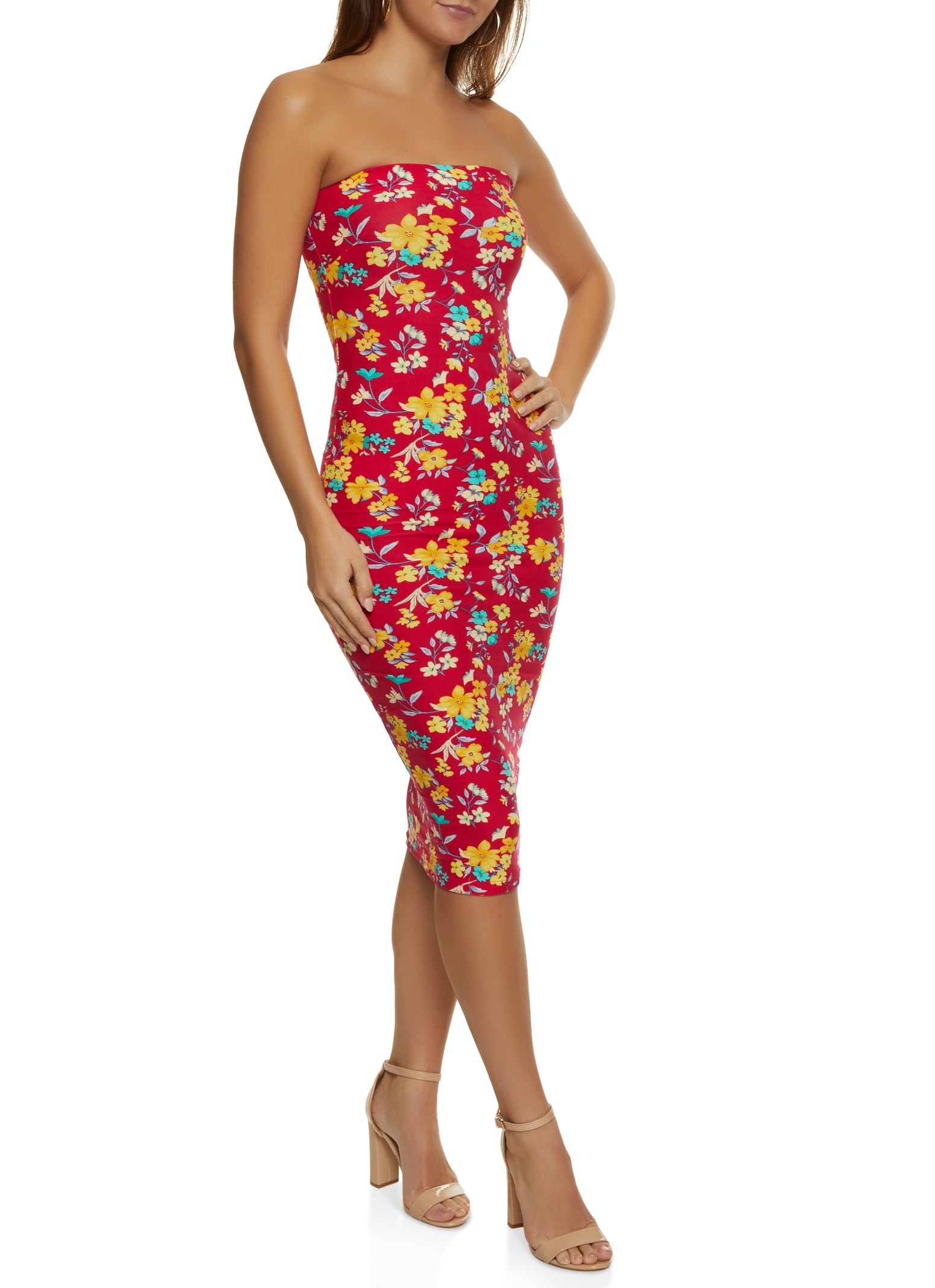 Floral Print Tube Dress