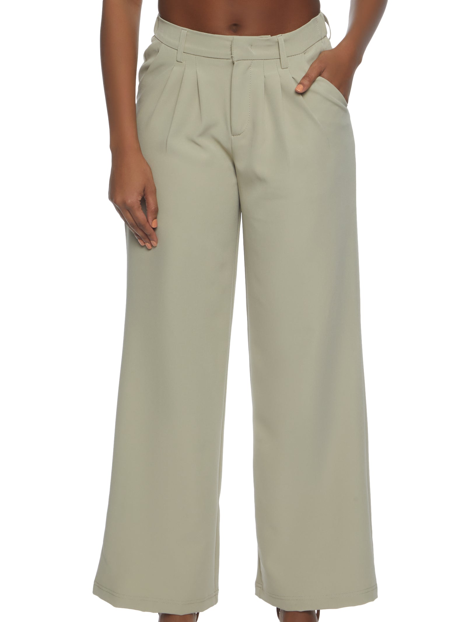 Wide Leg Crepe Knit Dress Pants