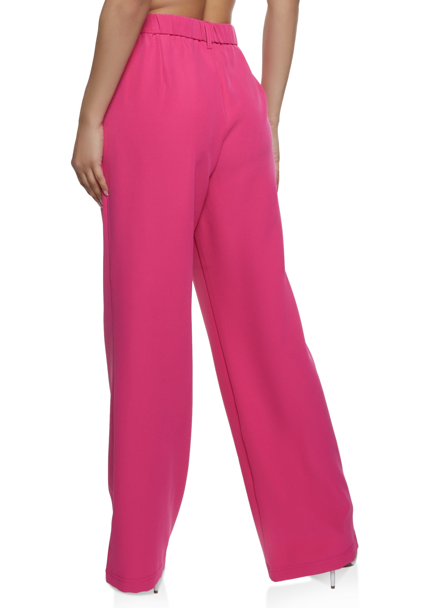 Wide Leg Crepe Knit Dress Pants